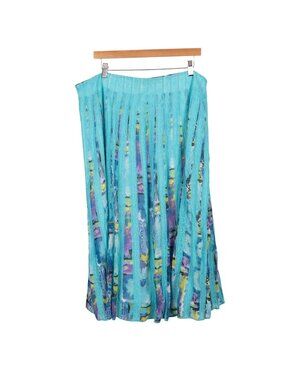 Lace Floral Maxi Skirt XL Aqua Blue Flare Insert Fairy Festival Boho Spring